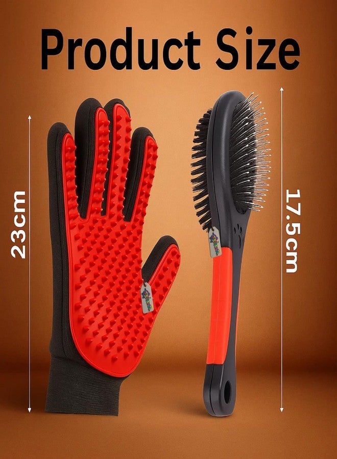 Western Era 2 in 1 Pet Bathing Grooming Combo for Dogs & Cats Double Side Pet Brush & One Side Deshedding Glove | Pet Grooming | Tick, Flea, Loose Hair, Dirt & Massage | Anti-Slip Handle (Random) - Image 3